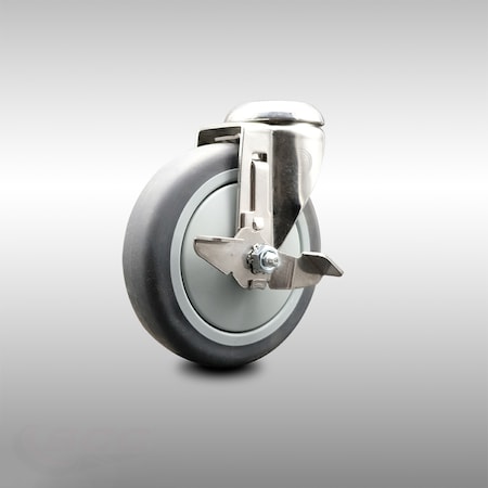 Service Caster 5 Inch 316SS Thermoplastic Rubber Wheel Swivel Bolt Hole Caster with Brake SCC SCC-SS316BH20S514-TPRB-TLB